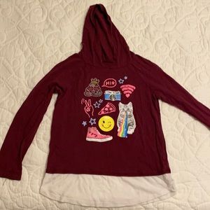 Justice tee hoodie with print 10.5 plus